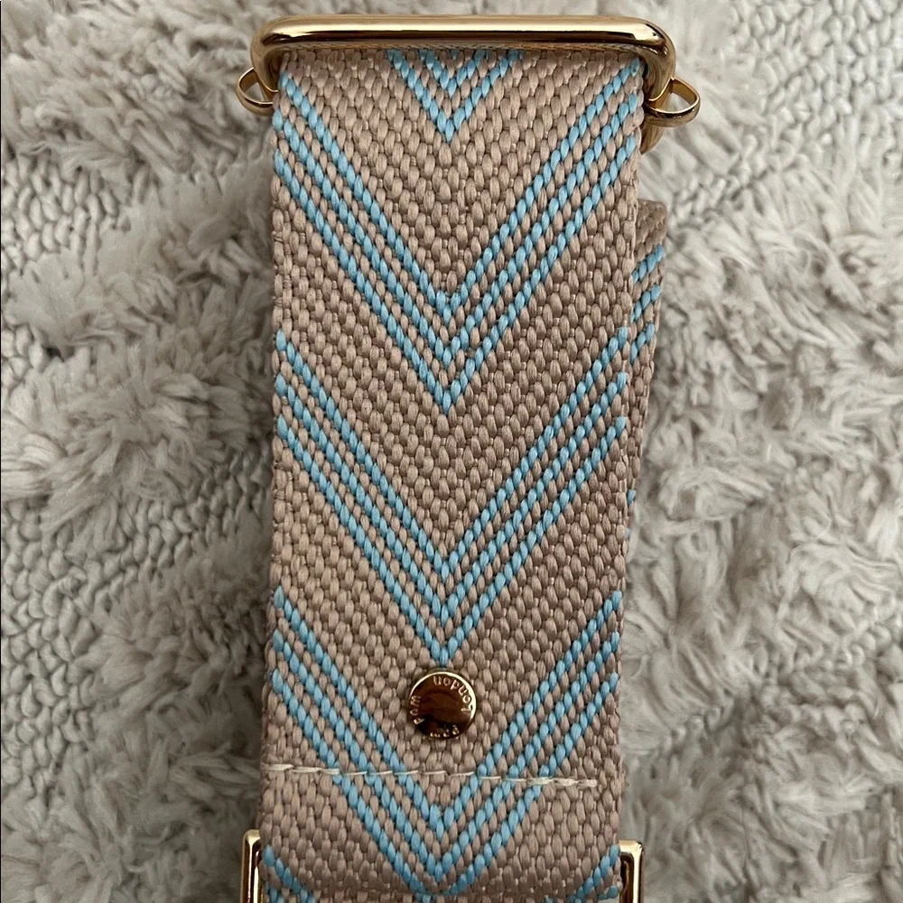 Pom Pom London Blue and Tan Chevron Strap NEW - Picture 4 of 5